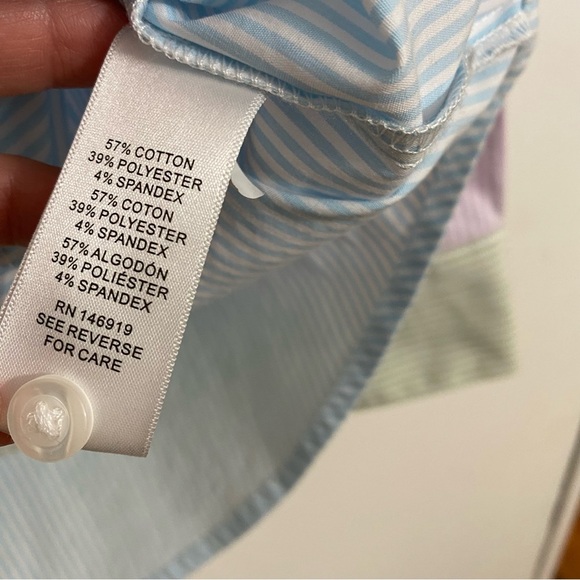 Casa Cabana Pastel Color Block Pin-Stripe Button Down Shirt Top  Woman’s Large - Picture 6 of 6